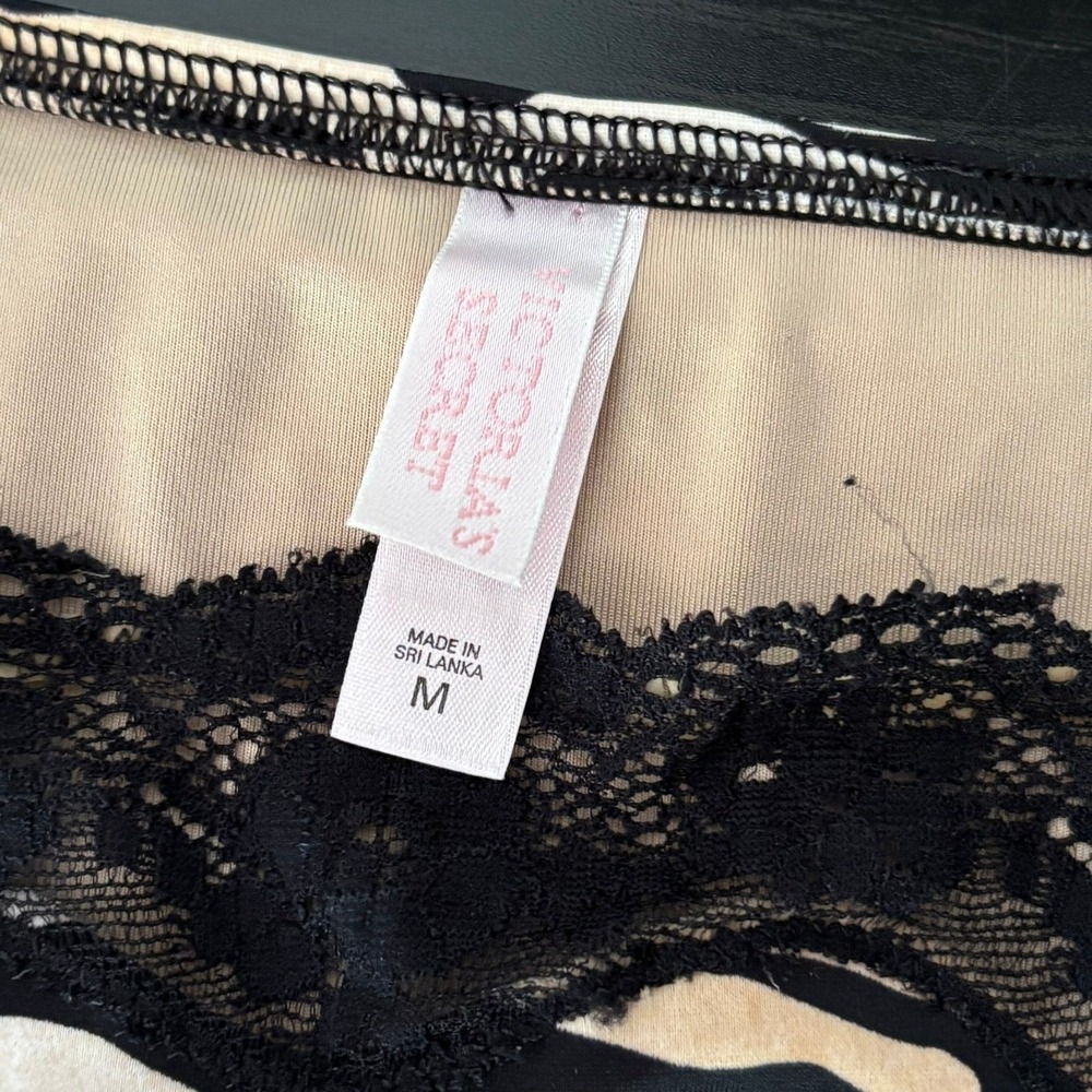 Early 2000s Victorias Secret Zebra Print Lace Bikini Set Triangle Side Tie M Y2K - Picture 4 of 16